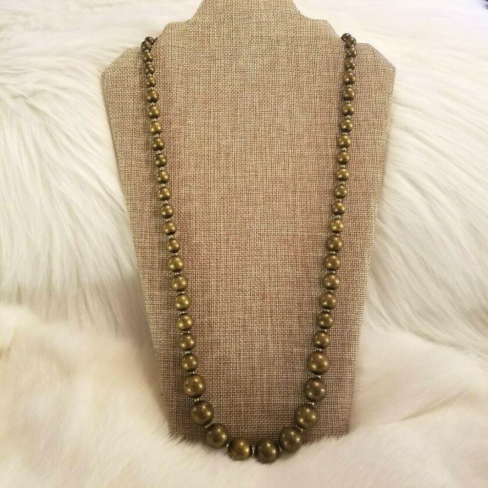 Vintage Dauplaise Necklace Mod Regency Metal Chunky Bead‎ Brass Tone Round 2425